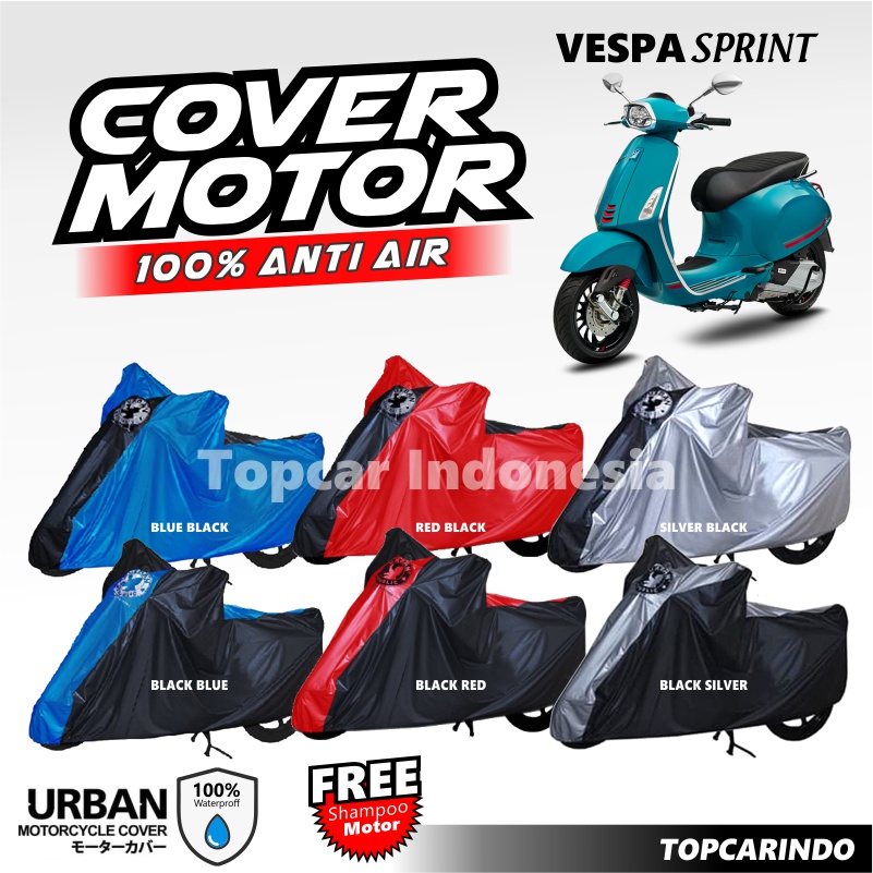 Cover Motor Vespa Sprint 150 New Sarung Motor Selimut Motor Piagio Mantel Jas Penutup Pelindung Urban Waterproof Anti Air Indoor Outdoor Rumah Teras Gudang Garasi Aksesoris Vespa Kolektor Unik PVC