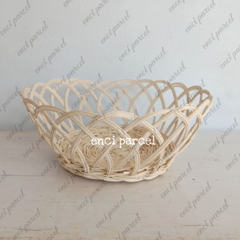 mangkok rotan keranjang nampan d. luar 18cm hiasan parcel hantaran seserahan
