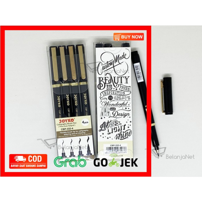 

(BISA COD) Calligraphy Brush Pen Pena Kuas Kaligrafi Joyko CBP-332-4 1 SET 4 PCS