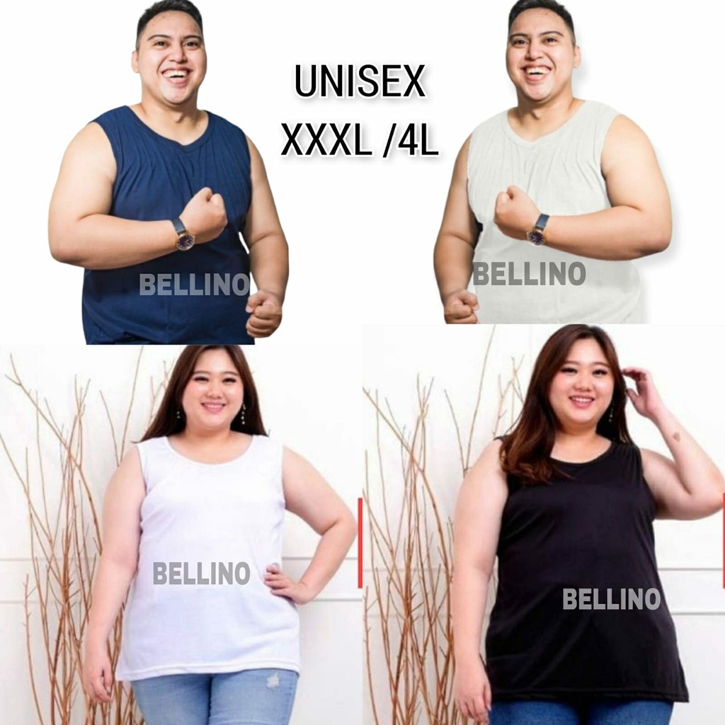 4L Super Jumbo Singlet Pria  Wanita Tanktop Unisex Tali Lebar XXXL-4L Ld 140cm Super Big Size Kaos Dalam Bahan Premium Adem / Tentop Wanita Extra Large