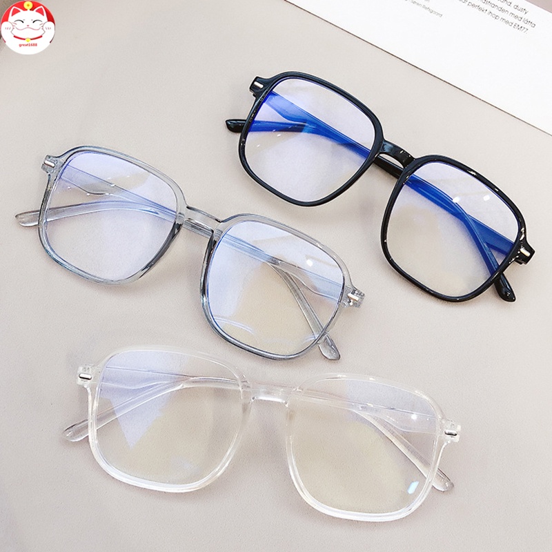 Blue Light Blocking Glasses Big Frame Computer Use Lightweight Anti Eyestrain Retro Flat Mirror Glasses for Women Men