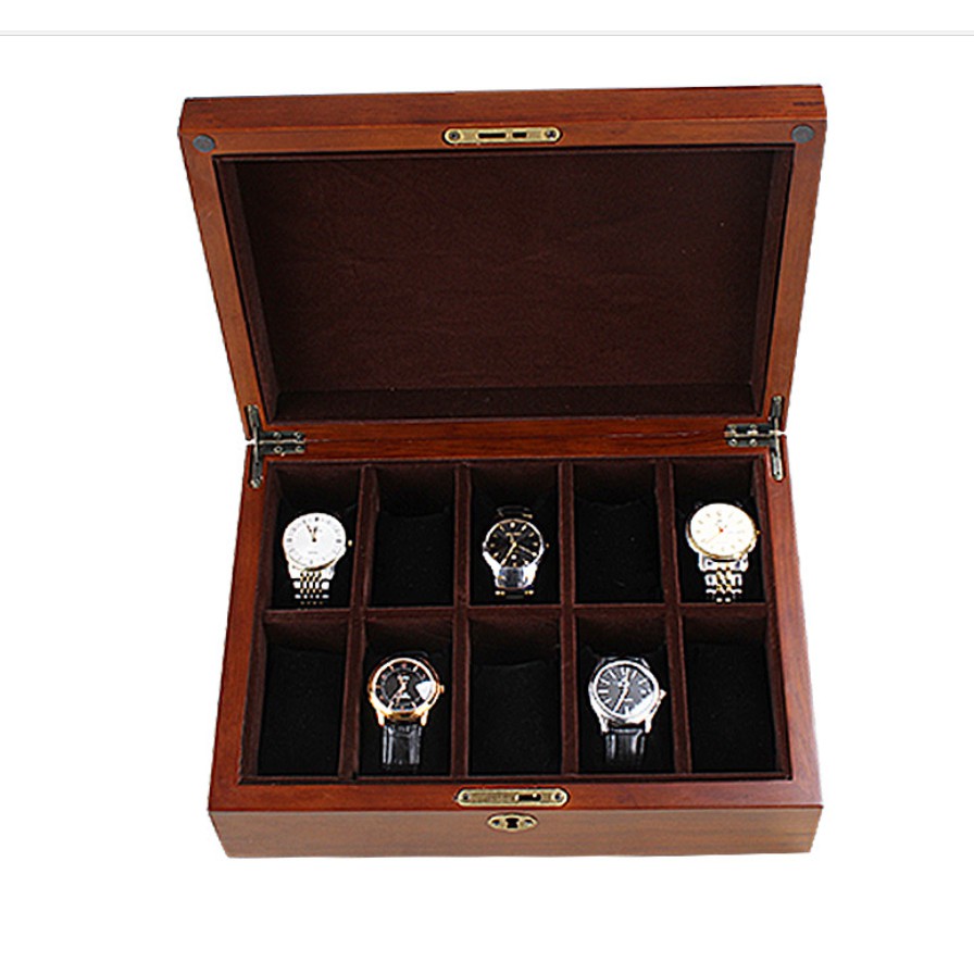 Kotak Kayu Jam Tangan Koleksi  Arloji  Gelang Mewah Berkunci Vintage / Model Jadul Ada Kunci Murah