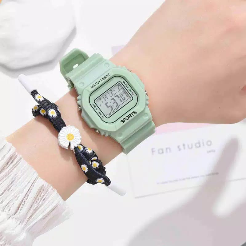 JAM TANGAN RUBBER DIGITAL SEGI GROSIR MURAH KARET SPORT LED PRIA WANITA COUPLE M121