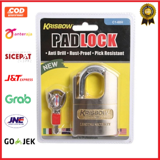 Krisbow Gembok Kuningan 60 Mm/gembok pagar/gembok kendaraan/gembok kuat