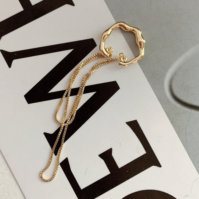 Anting Rantai Rumbai Bentuk C Warna Emas Perak Gaya Korea Untuk Wanita
