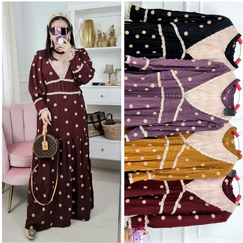 Gamis lesti pom pom serat kayu original by Mei jiwang