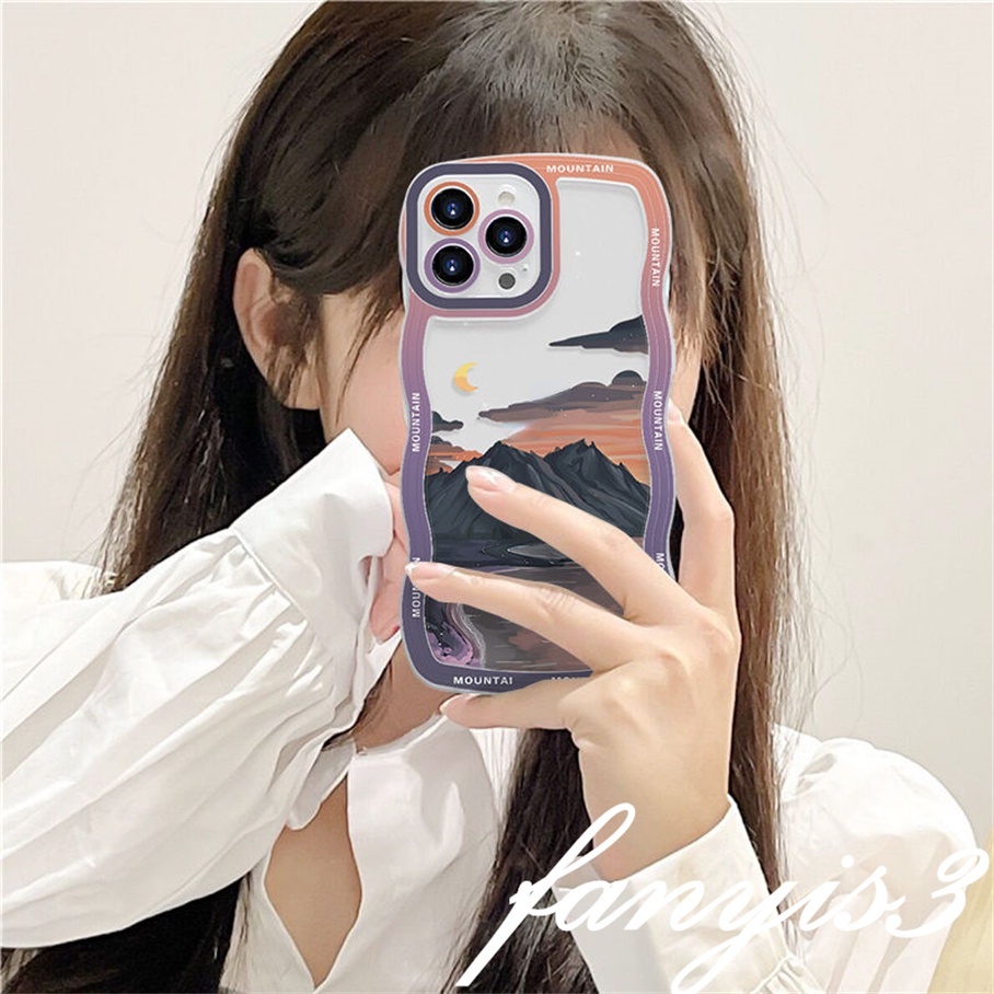 Redmi 12C A1 10C 10A 10 9 9A 9C 9T Note 11 Pro+ 11s 11 10s 10 9s 9 8 Pro Xiaomi Poco X4Pro X3 Pro X3NFC M4 Mi 11 Lite 10TPro River Mountains Wavy Edge Phone Case TPU Soft Protective Cover