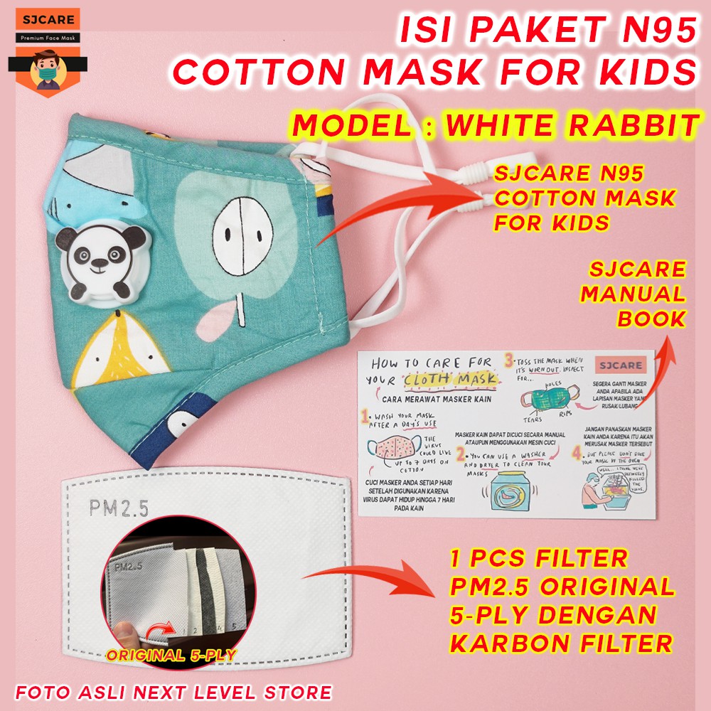 N95 Kids Cotton Mask SJCare Masker Anak Katup FREE FILTER PM 2.5 - SJCARE - MOTIF PILIH DI VARIASI