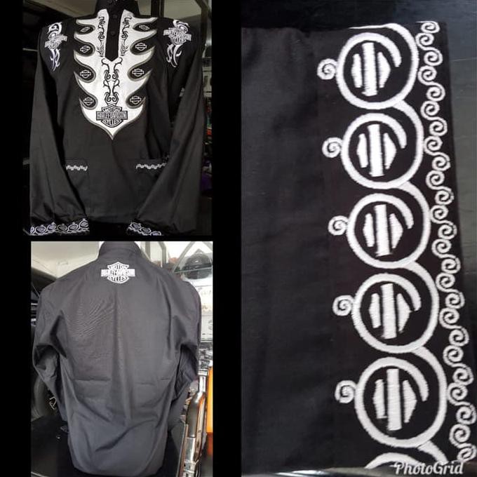 Baju Koko Harley Davidson Black Panther Long