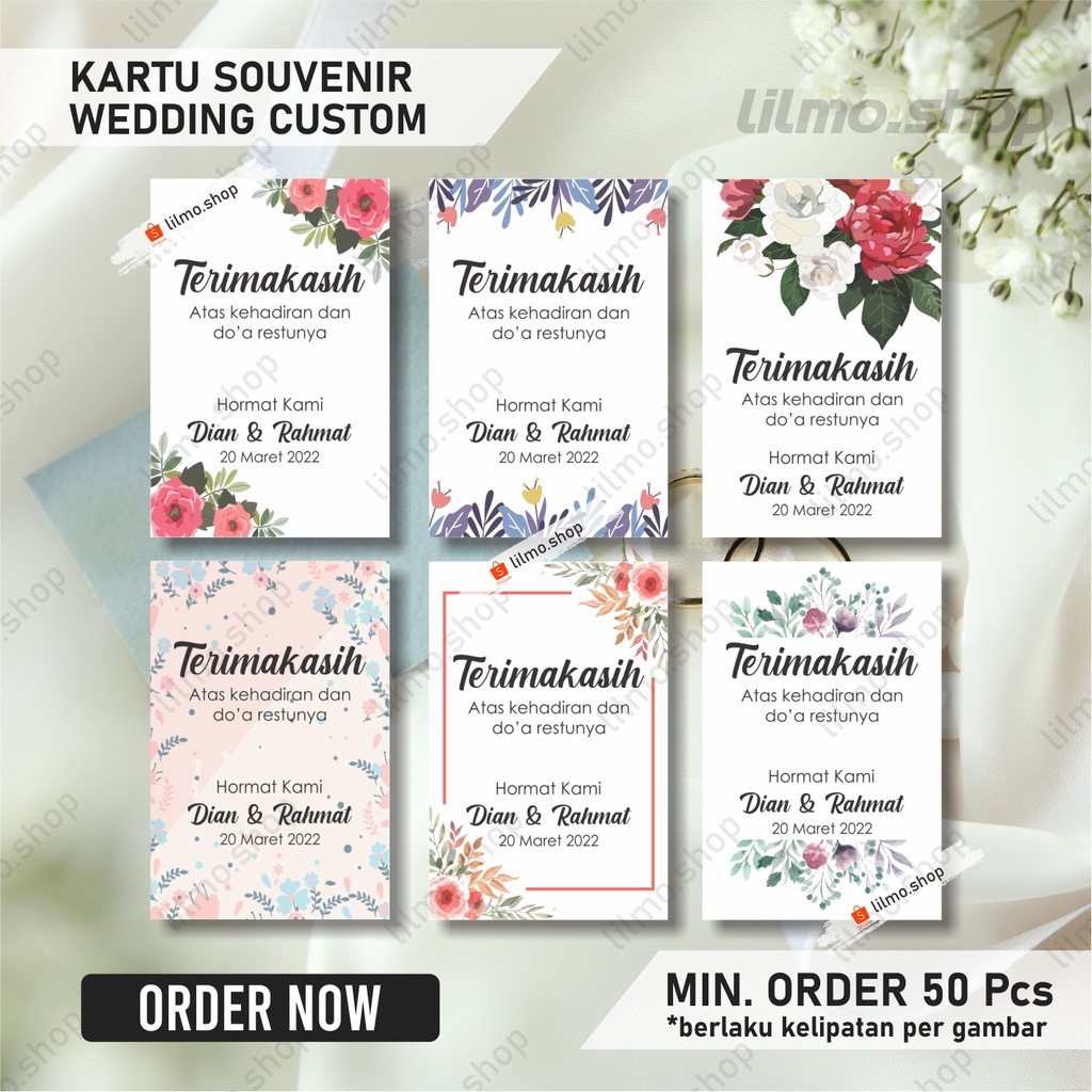 Jual Kartu Ucapan Terimakasih Souvenir Kartu Terimakasih Wedding Custom Shopee Indonesia