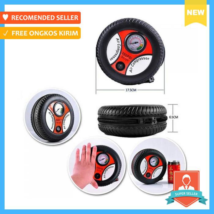 KOMPRESOR POMPA BAN MINI UNTUK MOBIL, MOTOR, SEPEDA 12V 260 PSI