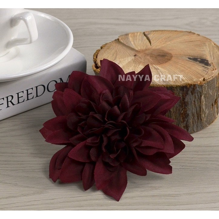 Bunga Dahlia Artificial 10.5 Cm Kepala Bunga Artificial Dekorasi Bahan Kain Non Tangkai Peony Mawar-7