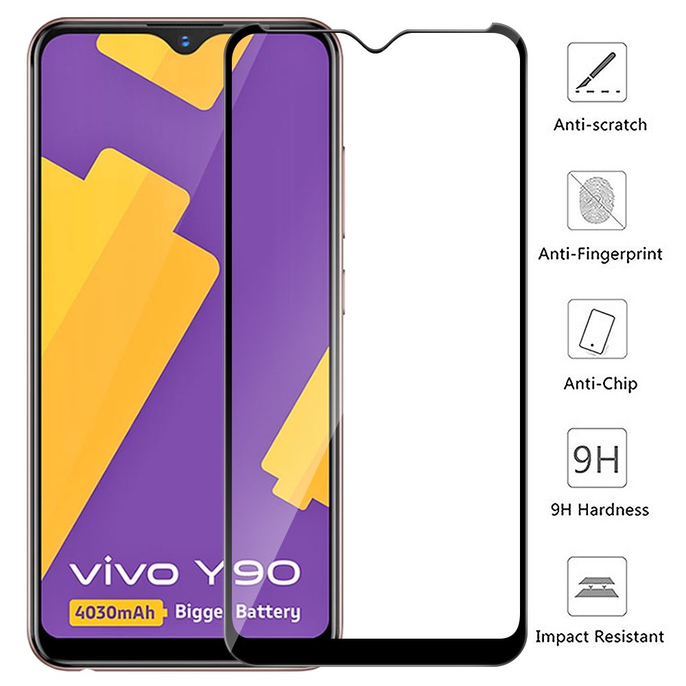 Pelindung Layar Tempered Glass 9D HD 9H Untuk Vivo Y11 Y19 Y17 Y15 Y12 Y91C Y95 Y85 Y81 Y73 Y71 Y51 Y66 2019 V17 V15 V11 V11i V7 S1 Pro Plus