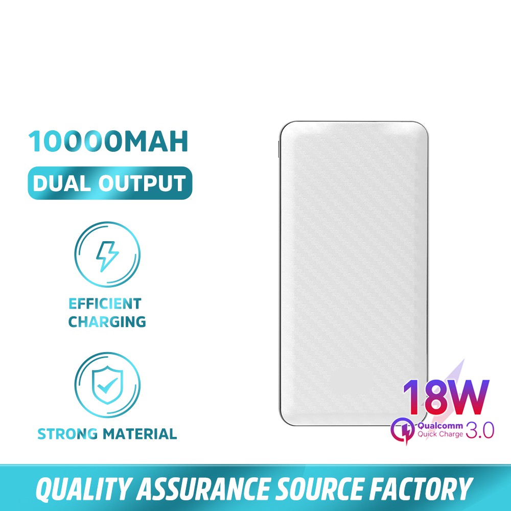 Powerbank 20000 mah 22.5W QC 3.0 PD 18W Power Bank Fast Charging Mini Murah Iphone LED Xiaomi Vivo BASIKE-PT206D putih10000mah