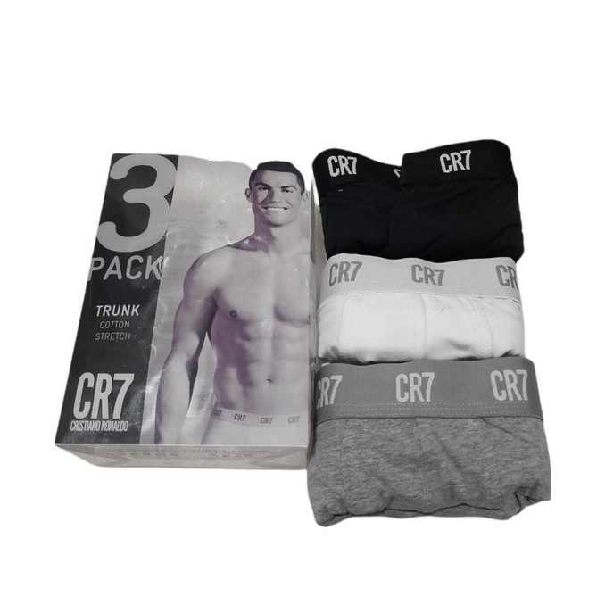 Celana Dalam Boxer TRUNK COTTON CR7 White Grey Black 3pack Underwear