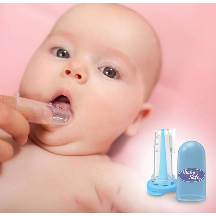 BABY safe FINGER Toothbrush with rack babysafe / Sikat gigi / sikat lidah bayi