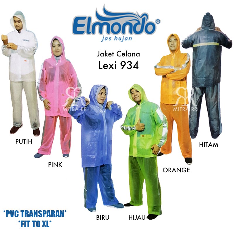 Jas Hujan Jaket Celana Elmondo Lexi 934 Setelan Dewasa Transparan Bahan Super Ceria