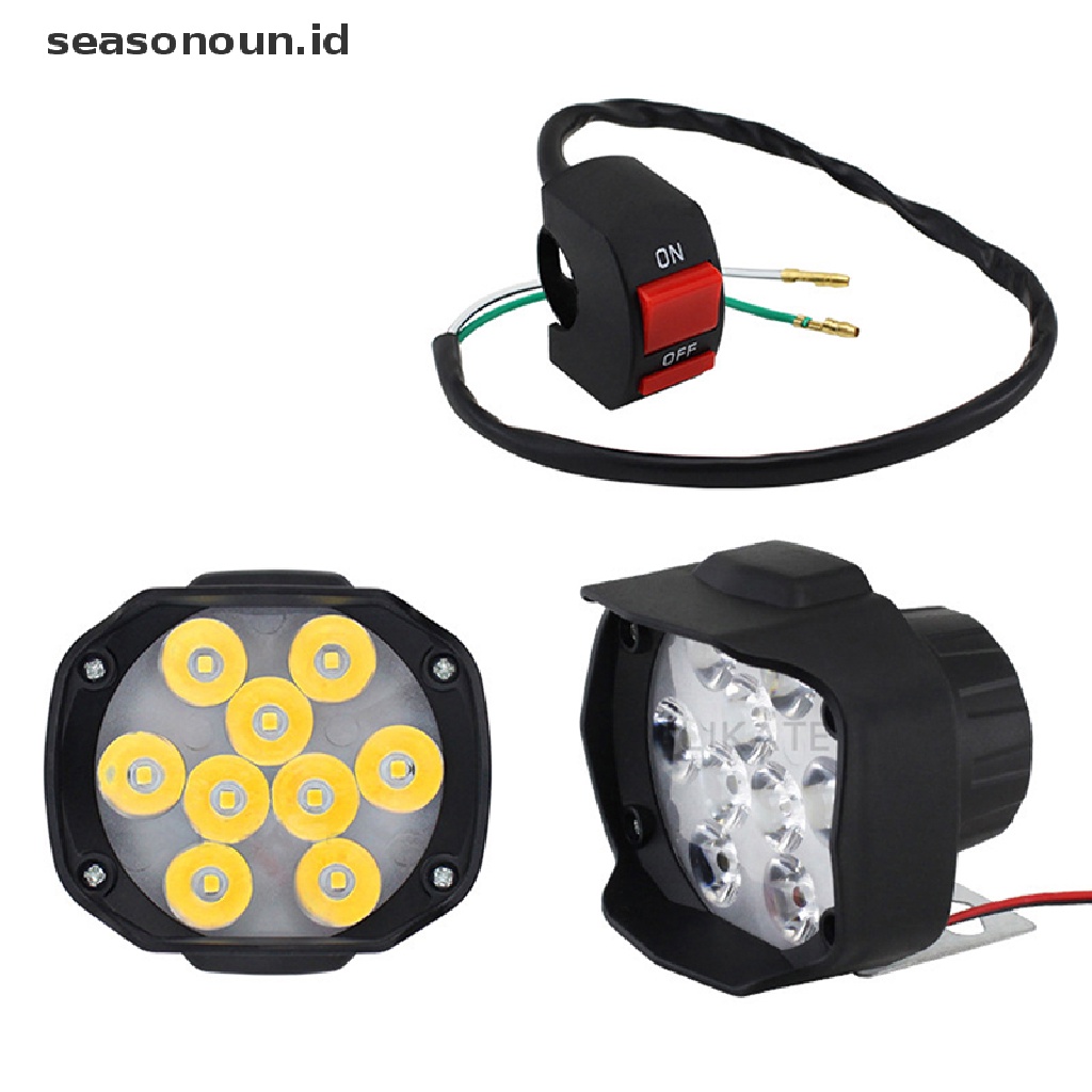 Lampu Depan Motor 9 Led DC 9V-85V / 12V 15W 1500LM Dengan Saklar