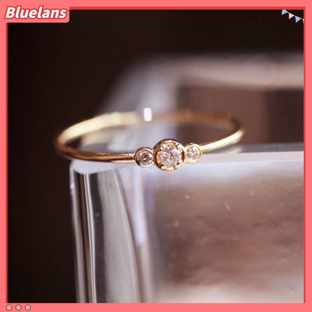 Bluelans Fashion Simple 3 Zircons Alloy Charm Ring Anti Allergy Women Lady Jewelry Gift