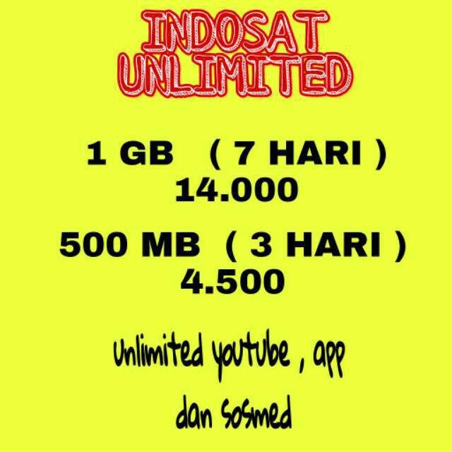 PROMO PAKET INTERNET 1GB + UNLIMITED YOUTUBE SOSMED 7 HARI INDOSAT OOREDOO | Shopee Indonesia