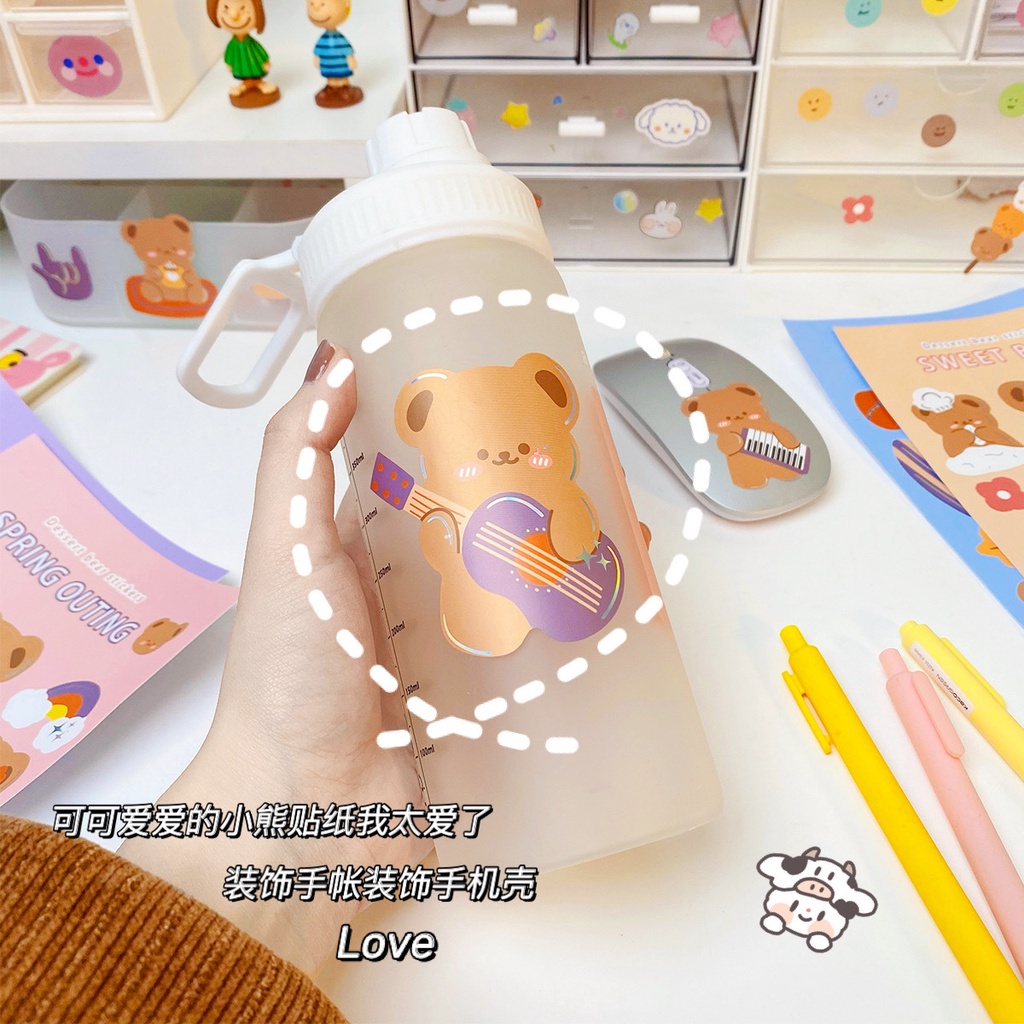 2pcs Korean Style Cartoon Cute Bear Pattern Bronzing Stickers for Laptop Water Cup Decoration