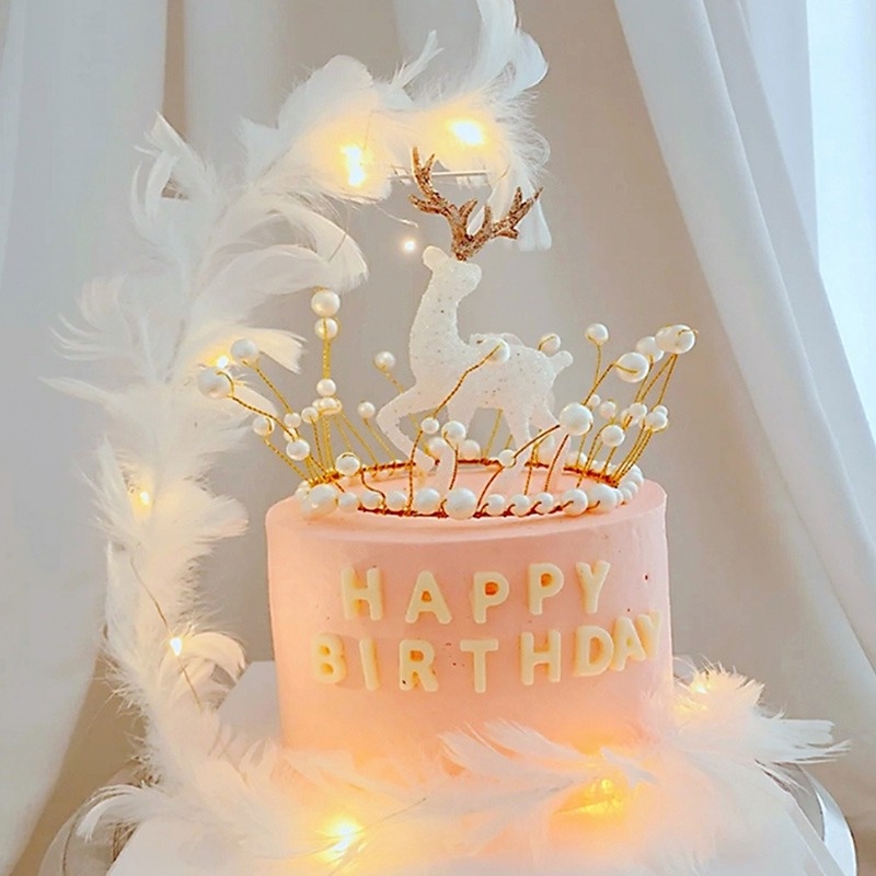 Logam Mutiara Aksesoris Imitasi Ulang Tahun Topper Pearl Romantis Handmade Mahkota Shiny Cake Dream Birthday Cake