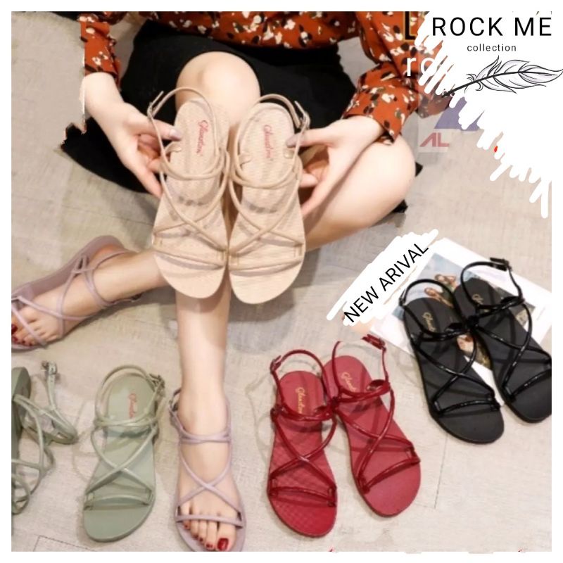 Sandal Flat Tali Karet Kecil Import