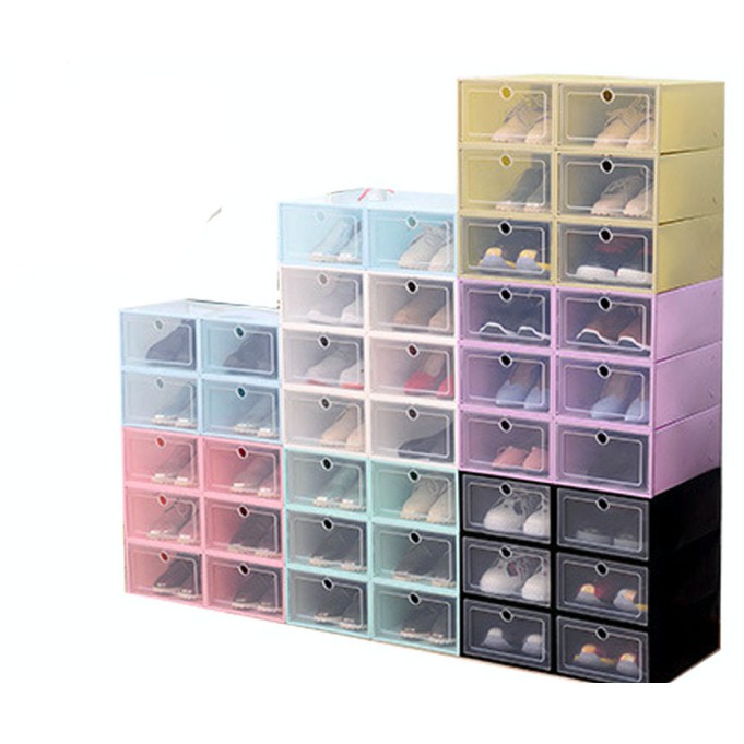 Import Quality - Kotak Sepatu Lipat Transparan Tebal Shoes Storage Box Serbaguna