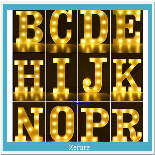 1 Lampu LED HURUF Ukuran 22 cm (Huruf A -Z) dan Angka (0-9) Led dekorasi Jumbo Hiasan pesta Huruf De