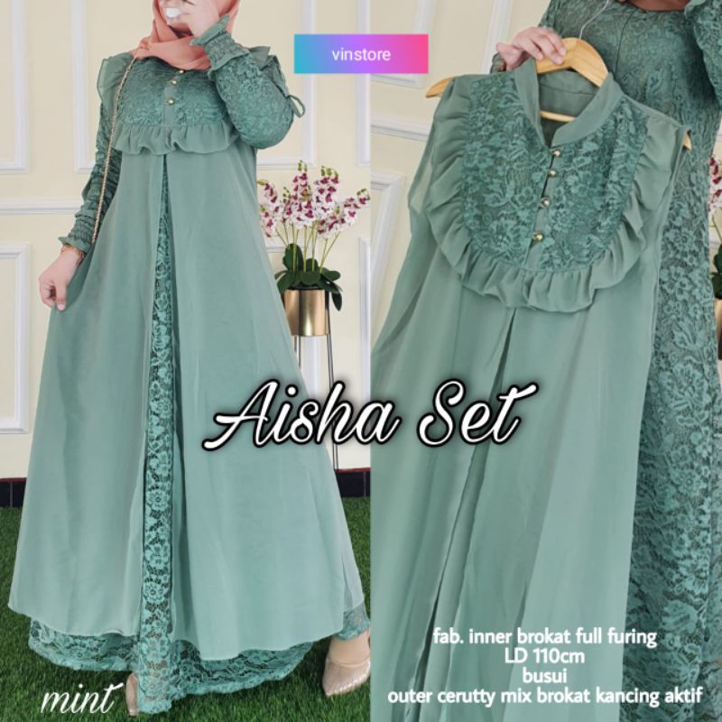 aisha set by vin store vinstore/gamis brukat/gamis terbaru/gamis lebaran