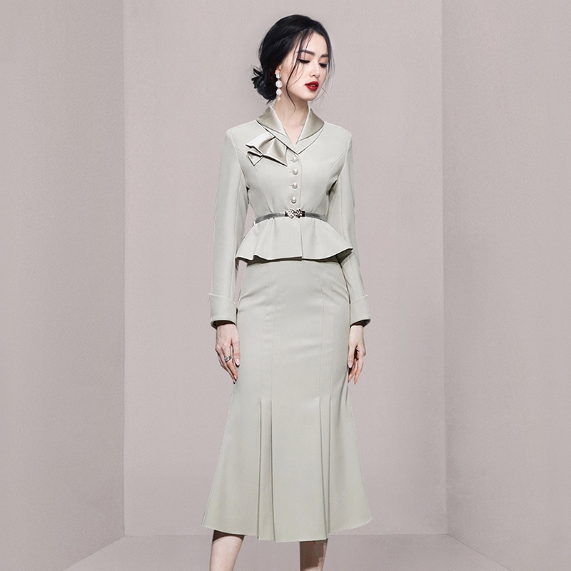 Autumn new coat fishtail slim overskirt two-piece skirt