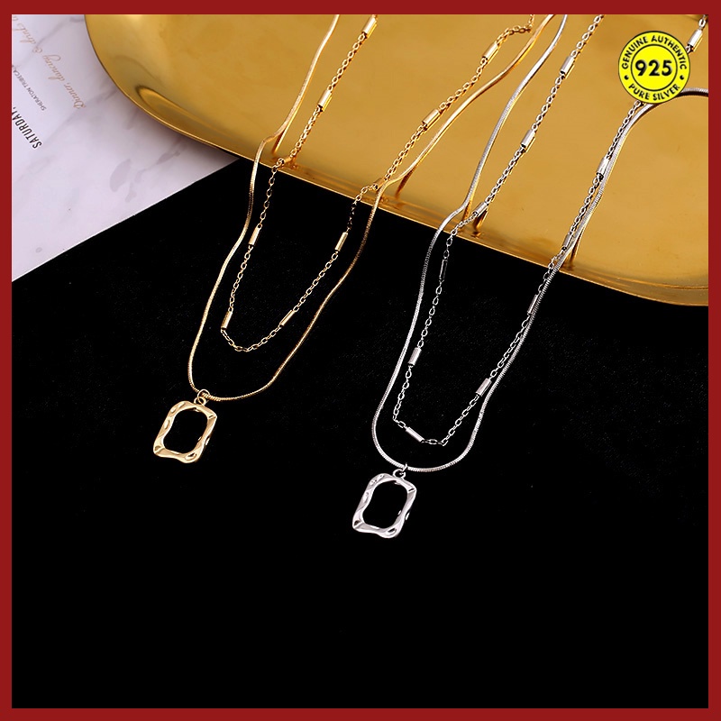 Kalung Lapis Ganda Bahan S925 Silver 18k Gold Untuk Wanita