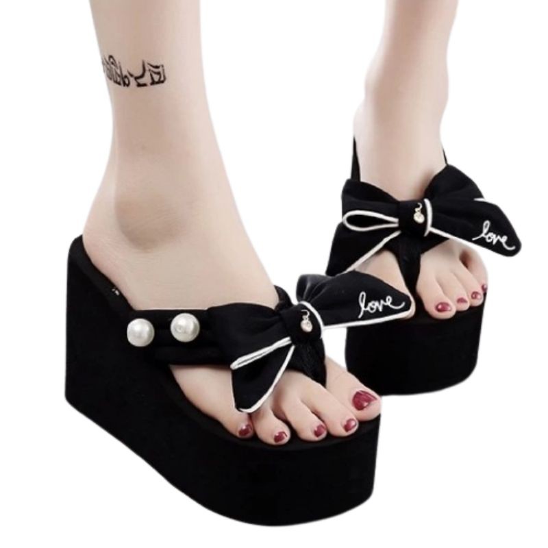 QZ - Sandal Wedges Spon Pita Mutiara 7cm ID 01