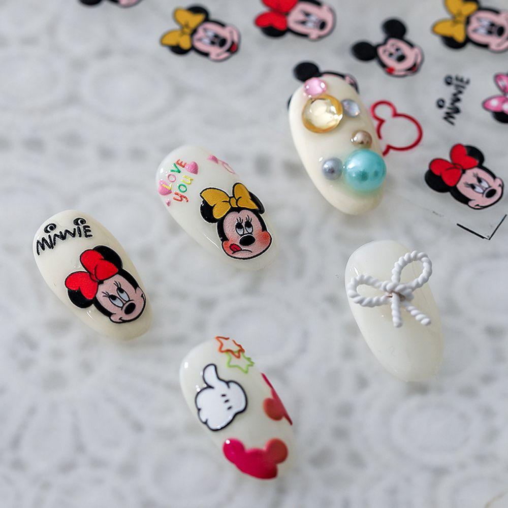 Augustina Stiker Kuku Motif Kartun Bunga / Kelinci / Pohon Natal Untuk Aksesoris Manicure / Nail Art