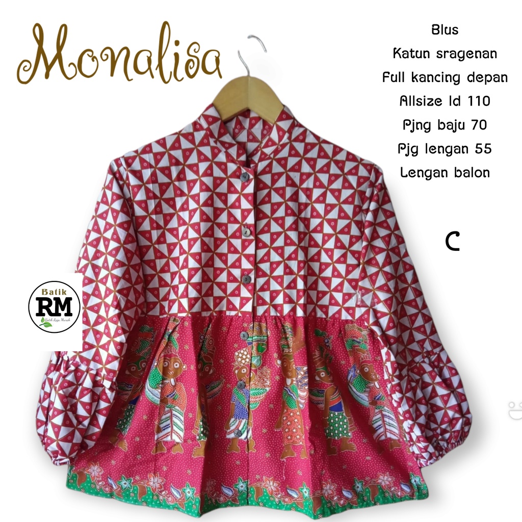 Blus monalisa batik solo atasan kerja