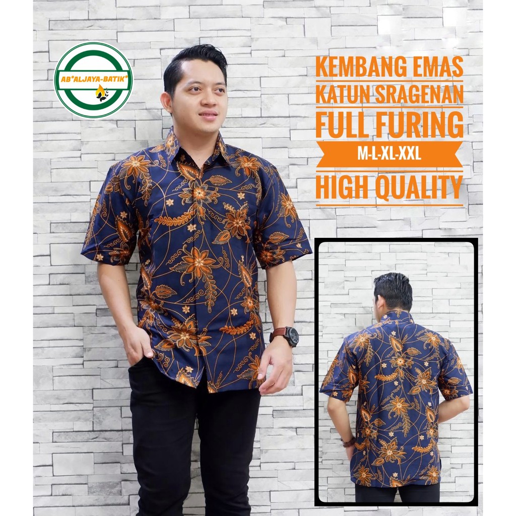 KEMBANG EMAS ALJAYA KEMEJA BATIK SOLO PRIA LENGAN PENDEK PANJANG LAPIS FURING ATASAN PREMIUM MODERN KATUN HALUS SETYA KENCONO BLACK MODANG PUNAKAWAN SEKAR ARUM KIPAS WULU PEKSI LANGIT SEKAR WESI PRABU UTOMO ROGOSUKMO KETAMAN BIRU  NIRWANA GURDO PUTIH AWAR