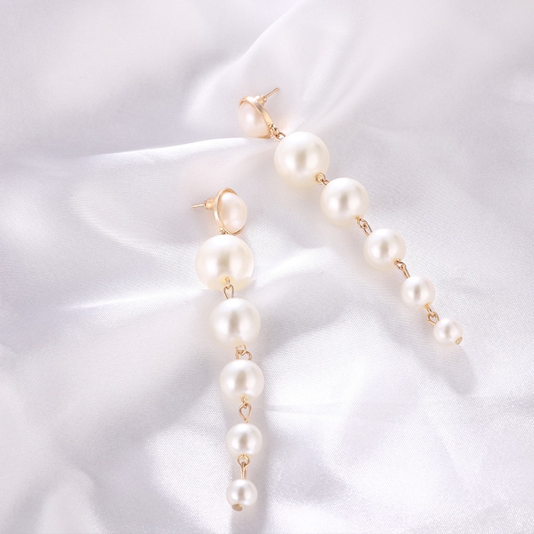 Eropa dan Amerika personalized sederhana pearl anting-anting panjang wanita Korea all-match fashionm