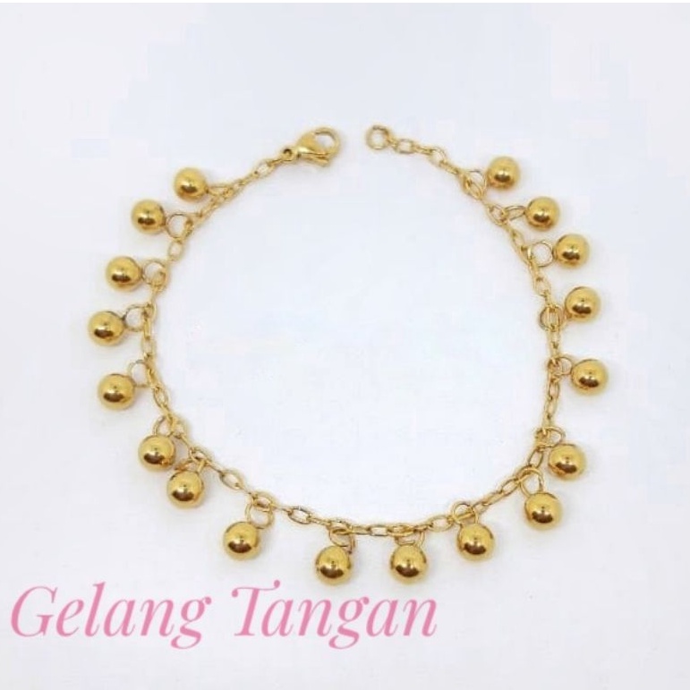 Gelang Titanium Wanita Rantai Anggur Krincing Gold Silver