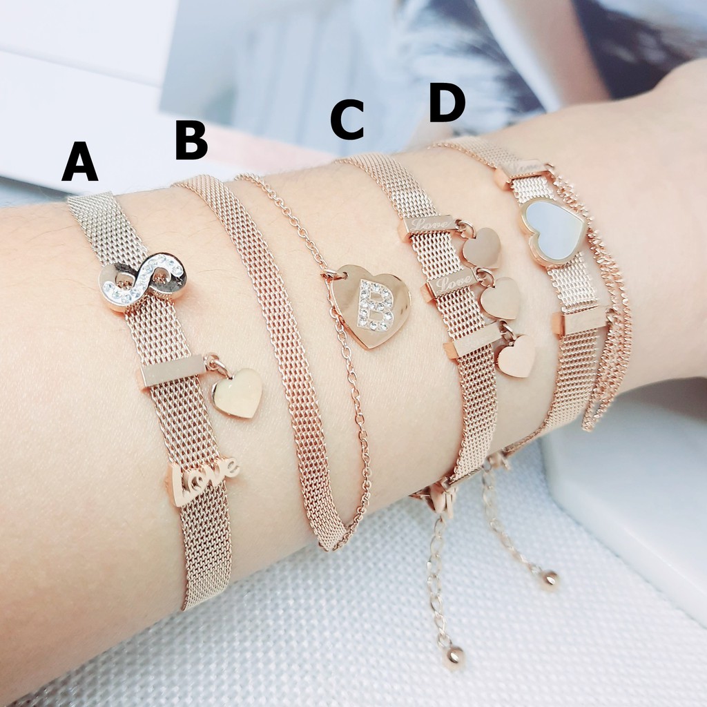 Gelang Layer Titanium Rantai Pipih Jaring Belt Rose Gold - BB558