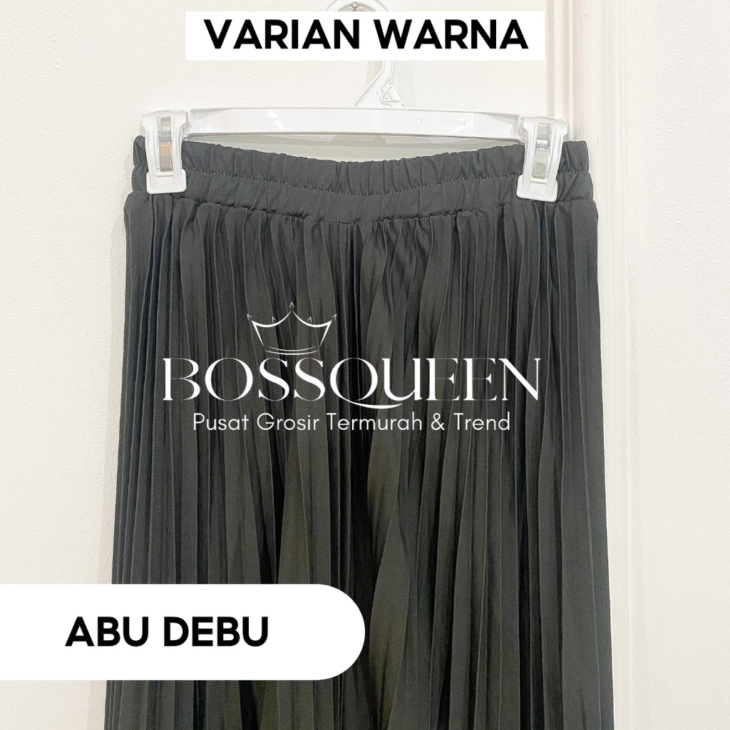 ROK PLISKET BAWAHAN PANJANG JUMBO/ROK. KERJA WANITA MUSIMAH TERMURAH TERLARIS-Abu debu