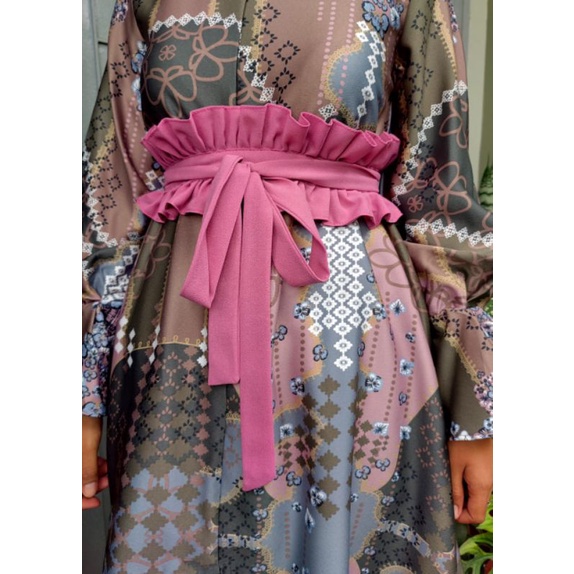 obi belt wanita model ruffle warna pink cantik / ikat pinggang wanita model ruffle cantik