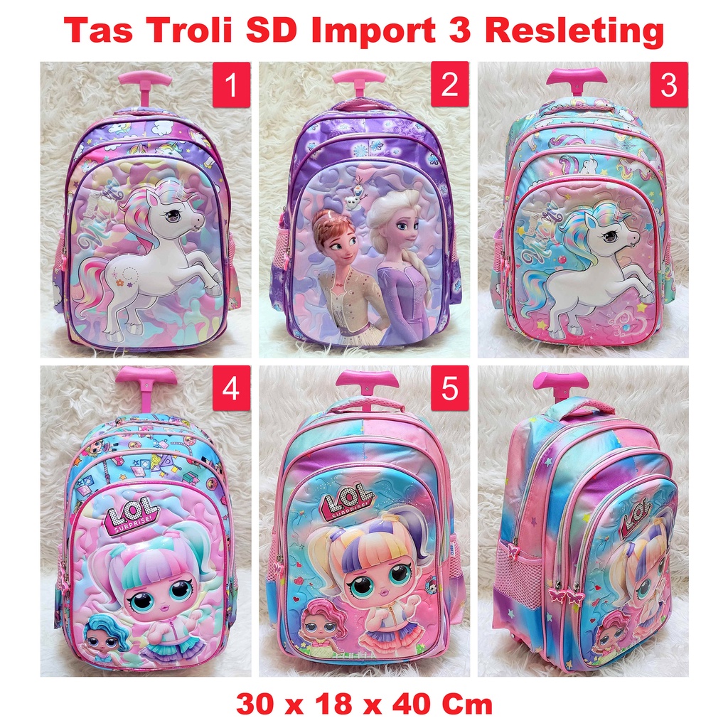 Tas Trolly Sekolah Anak SD Frozen bahan Premium Lol Uncorn Frozen tas koper