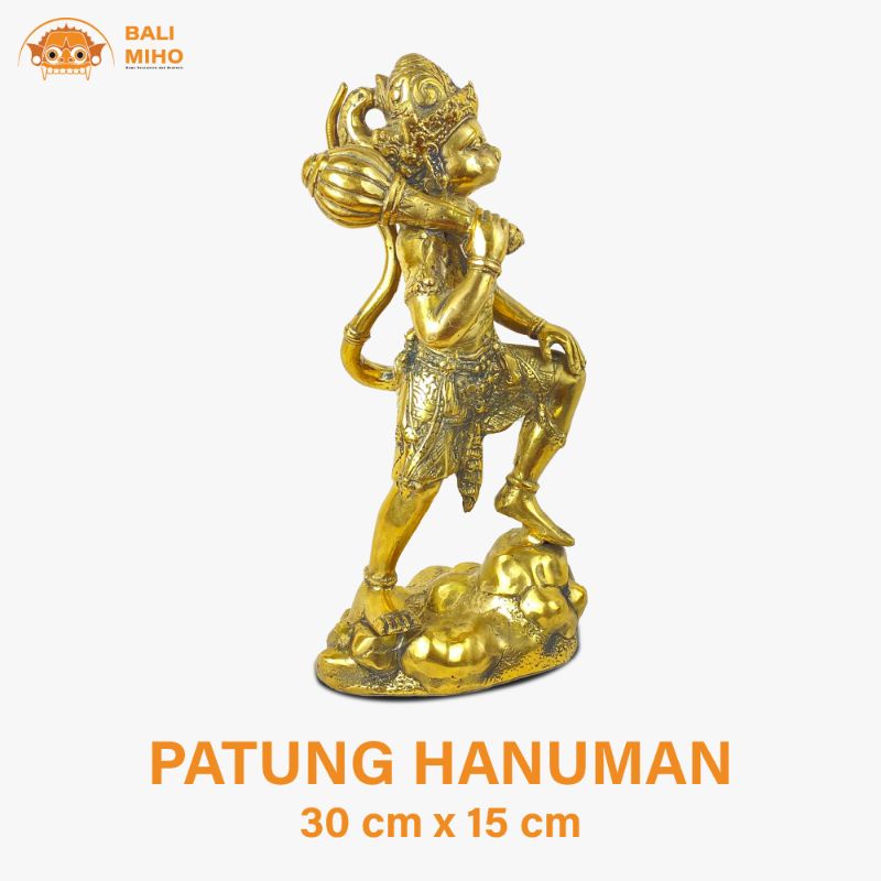 Patung Hanuman  Membawa Gada Kuningan 30 cm - Patung Hanoman Besi - Patung Anoman Logam -Patung Hanu