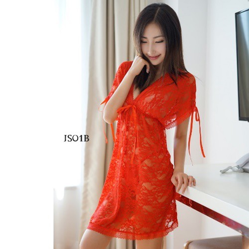 [READY STOCK] LINGERIE JUMBO BAJU TIDUR SEXY BIG SIZE BATWING LACE MERAH XL JS01B