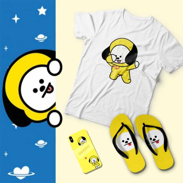 BT21 SET KAOS DAN SANDAL Kaos oblong pria wanita anak couple family custom
