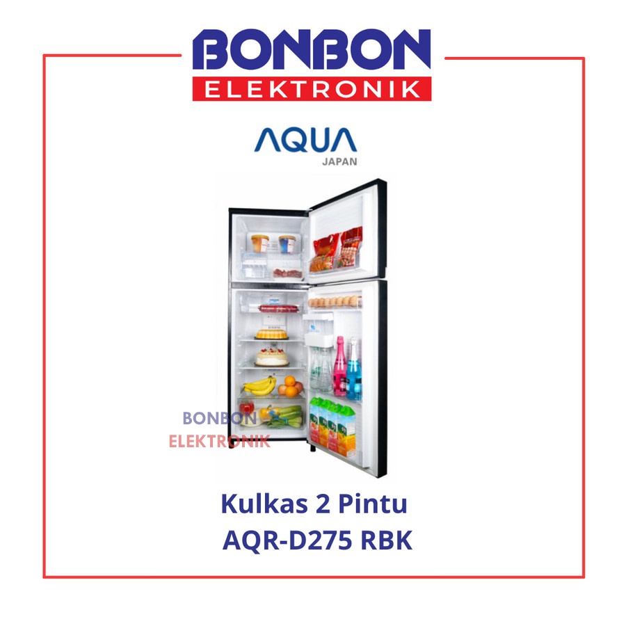 AQUA Kulkas 2 Pintu AQR-D275 RBK / AQRD 275 / AQR D275RBK Inverter