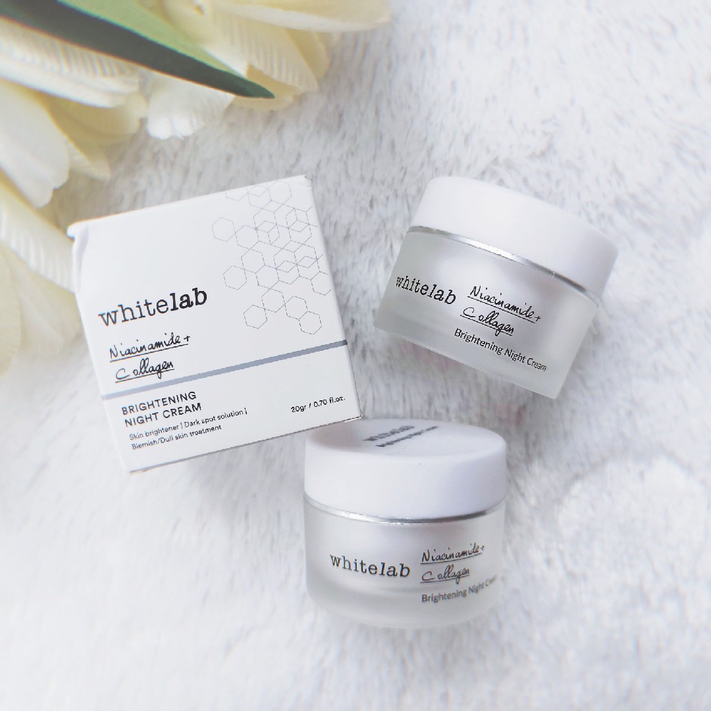 [COD] Whitelab Brightening Night Cream dengan Kandungan Niacinamide &amp; Collagen I ORIGINAL BPOM 20gr