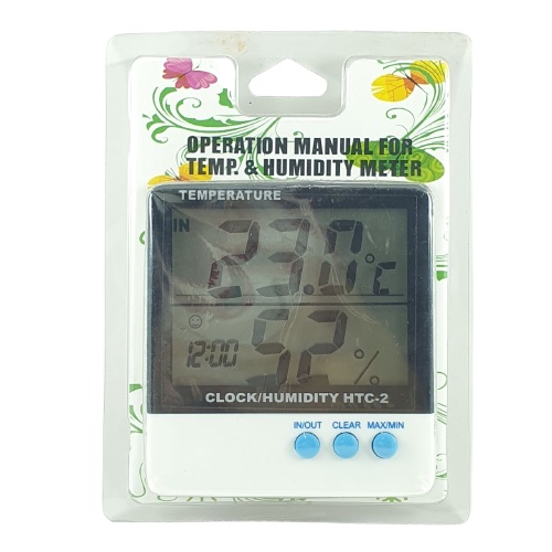 Hygrometer Thermometer Digital LCD HTC2 Alat Ukur Suhu Kelembapan HTC 2 Temperatur Humidity Clock