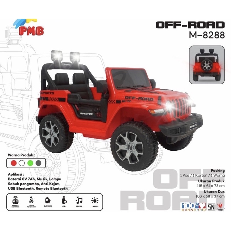 MOBIL AKI MAINAN ANAK JEEP OFF-ROAD PMB M-8288 M8288 M 8288-1