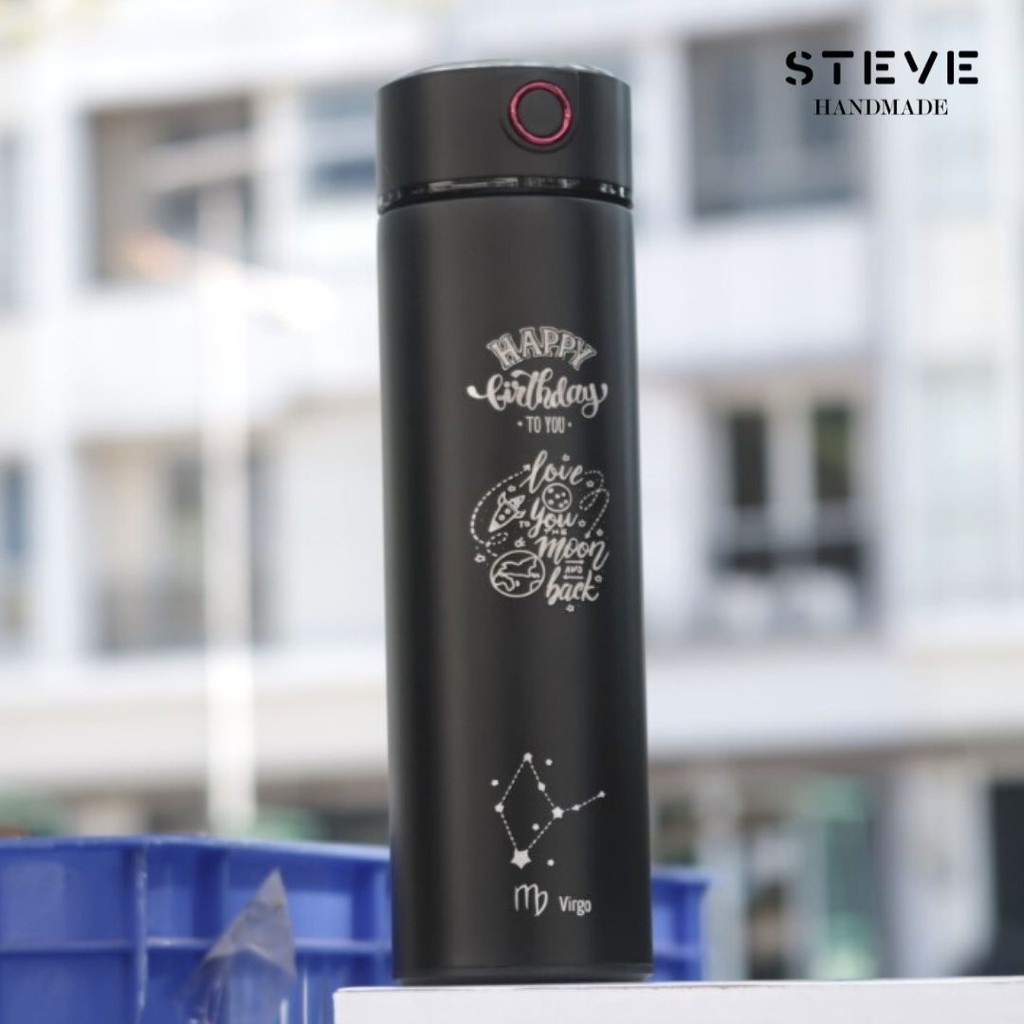 Botol minum stainless termos vacuum tumbler travel TM0302 Black custom Tahan Air Panas dan Dingin